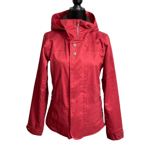 Burton Jet Set Snow Jacket Coat Red Hooded Full Zip DryRide - Picture 1 of 16